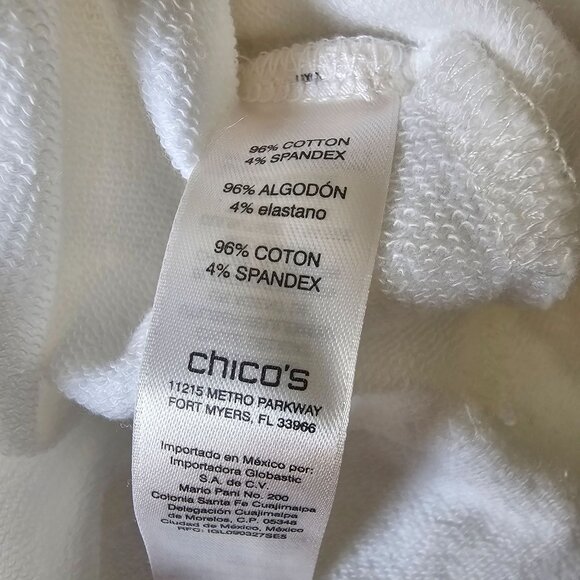 Zenergy by Chico's White V back Sweatshirt Top Stitching detail size 2 or 12 - Picture 7 of 12